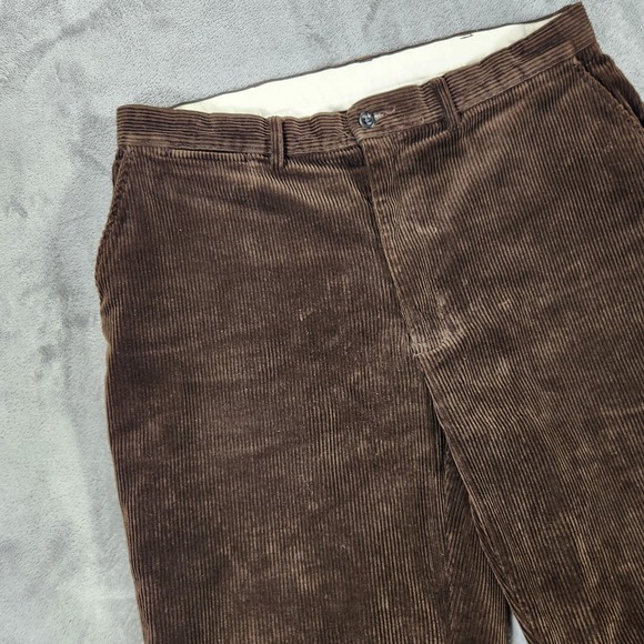 Polo Ralph Lauren Corduroy Pants Mens 35x32 Brown Flat Front Wide Wale Chino - Picture 5 of 16
